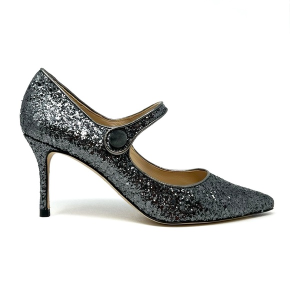 LK Bennett Monica Mary Jane Glitter Heels Size 41 / 11 Antracite (Gunmetal) EUC - Picture 3 of 12